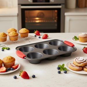 Prix usine En Acier Au Carbone Silicone Poignées Muffin <span class=keywords><strong>Pan</strong></span> Moule Revêtement Antiadhésif 6 Trous Muffin <span class=keywords><strong>Pan</strong></span> - Product Image 1