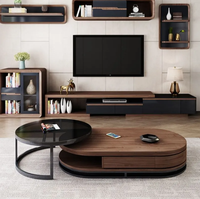 Table basse de style moderne de luxe pour salon, meuble TV télescopique à double niveau, table basse combinée longue