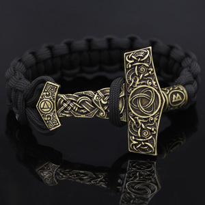 Bracelet Viking Tete Loup Homme Alliage Chaine Mythologie Nordique Bijoux Bronze Antique Jonc Ajustable Vente En Gros Cadeau - Product Image 2