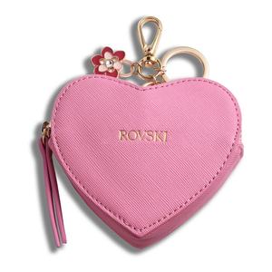 Vente flash - Porte-clés en cuir avec logo personnalisé imprimé, sac vintage rose en forme de cœur - Product Image 1