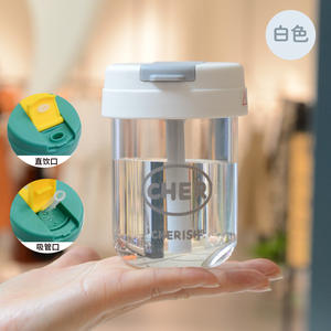 Cherish Plastic Straw Cup 300ml Leak Proof Portable <b>Travel</b> Student Water <b>Bottle</b> Dual Drinking Design - Product Image 6
