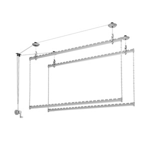 Double Layer Hand Crank <b>Clothes</b> Drying <b>Rack</b> Aluminum Alloy Wall Mounted Adjustable For Balcony Home Use - Product Image 5