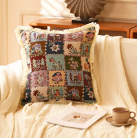 Housse de coussin décorative jacquard éco-responsable à franges européennes, motif maison de conte de fées et forêt, pour la décoration intérieure