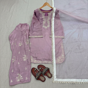 Conjunto de Fiesta de Diseño para Mujer: Top de Seda Satinada y Pantalón Palazzo con Dupatta, Elegante y a la Moda - Product Image 5
