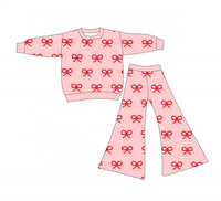Ensemble de 2 pièces de vêtements pour bébé fille pull en tricot avec nœud en forme de cœur pour la Saint-Valentin