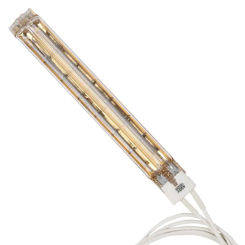 Twin Tube Short Wave Infrared Lamp Semi Gold Plated Halogen Heating Tube for Drying Curing Printing