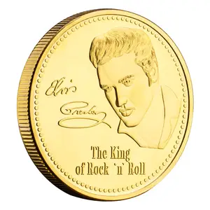 संयुक्त राज्य अमेरिका के गायक एल्विस प्रेस्ली 1935-1977 द किंग ऑफ रॉक "एन" रोल गोल्ड प्लेटेड आर्ट स्मारक सिक्का उपहार