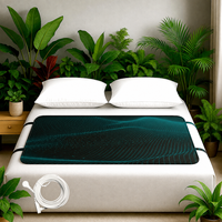 Tapis de mise à la terre pour lit en cuir PU, respirant et doux, en mousse à mémoire de forme, avec thérapie magnétique, cordon de mise à la terre inclus, masque de sommeil