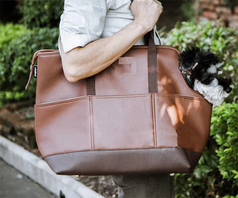 Водонепроницаемая Роскошная дорожная сумка-тоут из искусственной кожи для домашних животных, воздухопроницаемая Сумочка с передним карманом для кошек и собак
