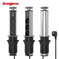 Toma de corriente integrada portátil multifuncional para escritorio, enchufe de sobremesa oculto con 2 puertos de carga USB