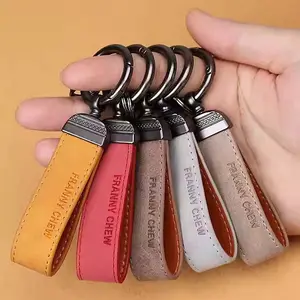 High Quality Colorful Blank Keychain PU Key Ring Customizable Pu Leather Car Key Chain