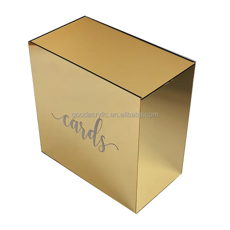 Özel akrilik düğün davetiyesi lüks kutu altın baskı ile evlilik davetiyesi kutu pleksiglas düğün kutusu