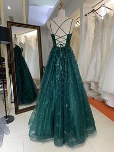 <span class=keywords><strong>Robe</strong></span> de bal sexy à lacets avec dos en ligne, princesse, col en V profond, tulle étincelant, sherri, <span class=keywords><strong>vert</strong></span> émeraude - Product Image 2