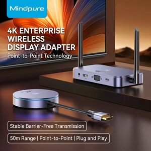 Kit de Transmisor <span class=keywords><strong>y</strong></span> Receptor <span class=keywords><strong>HDMI</strong></span> Inalámbrico de Aluminio Premium Mindpure, 4k, Doble Banda 5G 2.4G, Extensor de Duplicación de Pantalla <span class=keywords><strong>HDMI</strong></span> VGA 50m - Product Image 1