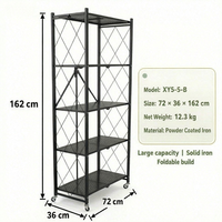 Étagère pliable robuste moderne à 5 niveaux avec roulettes pour la maison, la cuisine, le salon, le bureau, la vente en gros, l'usine, OEM, ODM