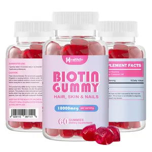 Private Label Vegan Skin Nail Hair Multivitamin Biotin Gummy With Collagen and Vitamin C & E