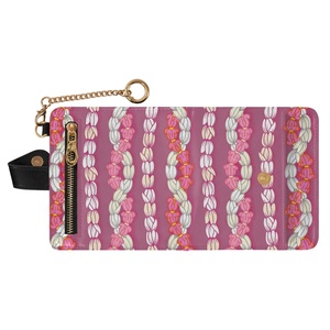 Cartera magnética de cuero PU delgada y corta con diseño personalizado de flor de Puakenikeni rosa de Hawái para mujer con llavero - Product Image 3