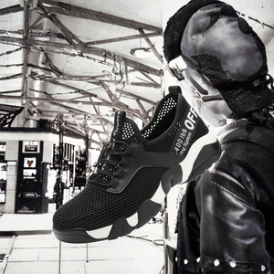 Nouvelles baskets de sport à semelle épaisse pour hommes, noires, décontractées, respirantes, collection Printemps 2025, style classique et extra brillant - Product Image 2