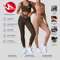 Nouvel arrivage direct usine : Ensemble de sport respirant effet deux-pièces, coupe ajustée, haute performance, pour yoga et gym