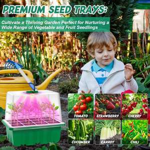 Couvercle de plateau de culture pour plantes de pépinière Kit de plateau de démarrage pour semis de germination à 12 cellules avec 5 lampes de culture en dôme Fonction minuterie - Product Image 6