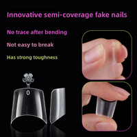 150 faux ongles carrés mi-mat extra courts, forme amande moyenne, design français, application facile, couvrance totale, doux pour les doigts