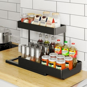Organisateur de cuisine et de salle de bain pliable <span class=keywords><strong>à</strong></span> 2 niveaux, organisateur de bureau, support <span class=keywords><strong>à</strong></span> <span class=keywords><strong>épices</strong></span>, organisateur sous l'évier - Product Image 6