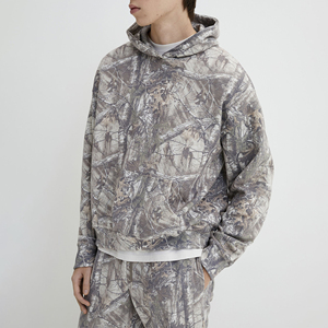 Sudadera con capucha con estampado de camuflaje de algodón 100% para hombre, ropa informal holgada de tela de rizo pesado, Sudadera con capucha Vintage con hombros caídos - Product Image 2