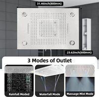 Système de douche thermostatique multifonction 23x31 pouces Grand système de pomme de douche à effet pluie avec brume à LED