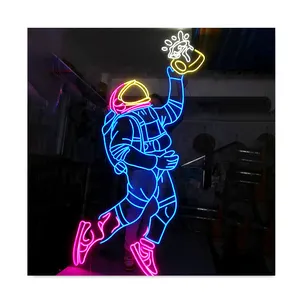 Personalizado de uma peça ao ar livre astronauta à prova de poeira led neon sinal para decoração ao ar livre