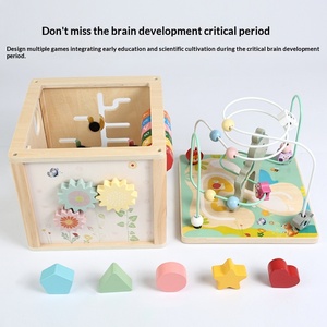 <span class=keywords><strong>Cube</strong></span> d'activités <span class=keywords><strong>en</strong></span> <span class=keywords><strong>bois</strong></span> 6-<span class=keywords><strong>en</strong></span>-1 Brain Boost, jouet Montessori labyrinthe de perles et trieur de formes pour tout-petits, idéal pour la maison et la maternelle - Product Image 2
