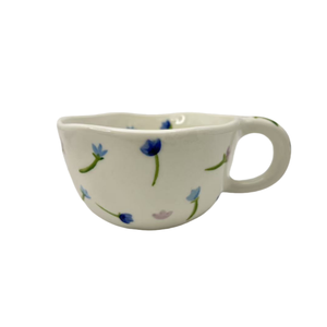 Tasse à thé en céramique de style japonais, motif pétale créatif, 8 oz, peinte à la main, design irrégulier, pour le thé de l'après-midi ou le café - Product Image 3