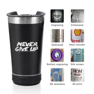 Custom 473ml logo doppia parete in acciaio inox metallo isolato viaggio boccale birra bicchiere con apriscatole e altoparlante wireless tazza - Product Image 4