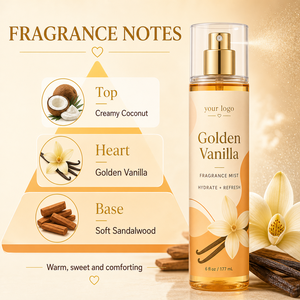 Bruma Corporal Perfumada Golden Vanilla, Hidratante, con Aroma Cálido a Vainilla, Sin Alcohol, Refrescante y Suave, para Uso Diario, Marca Privada - Product Image 2