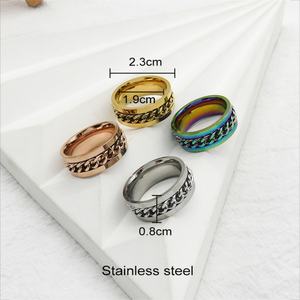 Bague rotative en acier inoxydable pour homme Bracelet hip-hop cubain à chaîne pour décompression de mariage pour ouverture de bouteille de vin - Product Image 3