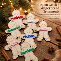 Ornements personnalisés en acrylique et bois en forme d'homme en pain d'épices, cadeaux de Noël, fête de fin d'année, décorations pour l'arbre de Noël, figurines décoratives pour la maison