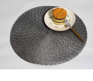 Tappetini intrecciati all'ingrosso resistenti al calore per tavoli da pranzo set di tovagliette in tessuto con glitter grigio argento 100% PP - Product Image 1