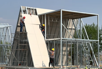 Maison en bois moderne à ossature tubulaire carrée en acier, écologique, alimentée à l'énergie solaire, étanche et durable, 20/40 pieds, pour usage commercial