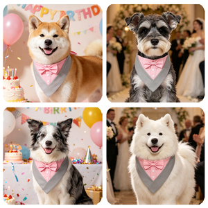 Esmoquin para Perro Tanpopo Gentleman en Gris y Rosa <span class=keywords><strong>con</strong></span> Corbata de Moño, Pañuelo para Perro para Bodas, Cumpleaños, Disfraces, Collar Festivo para Perros - Product Image 5