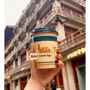 Manchon de tasse à café perforé avec logo personnalisé, manchon de tasse en papier interactif à décoller et révéler avec message caché pour la promotion - Product Image 2