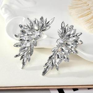Flower Shape Rhinestone Alloy Stud <b>Earrings</b> For Women Party Jewelry - Product Image 3