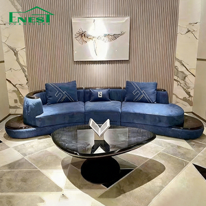 Juego de Sofás de Cuero Genuino Italiano de Lujo, Diseño Curvo Moderno de Alta Gama con Detalles Acolchados para Sala de Estar o Villa - Product Image 4