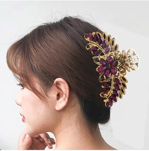 Grote Elegante Vintage Metalen Haarklem Paardenstaart Houder Kristal Diamant Juwelen Strass Haar Haai Klauw Clips Voor Vrouwen - Product Image 6