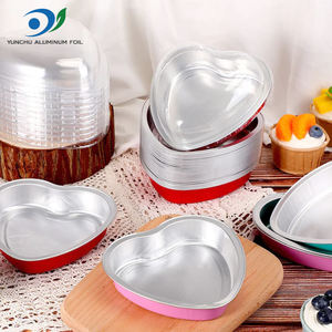 <span class=keywords><strong>6</strong></span>*5 pulgadas 255ml bandeja de pastel de papel de aluminio para hornear recipientes de papel de aluminio desechables en forma de corazón con tapas - Product Image 1