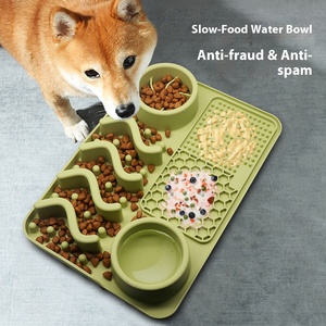 All-in-one kaymaz besleme paspaslar gıda su yavaş Pet besleyici köpek kedi kase Pet Lick Mat gıda sınıfı silikon yavaş köpek maması kasesi - Product Image 2
