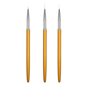 Lot de 3 stylos de peinture pour nail art, manche métallique, poils en nylon ultra-fins, pour liner, motifs floraux, lignes et dessins, outil de manucure - Product Image 3