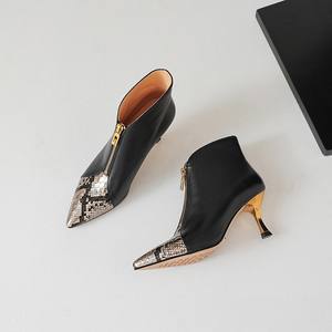 Mode sexy talons aiguilles bottes courtes motif peau de <span class=keywords><strong>serpent</strong></span> chaussons pour femmes bout pointu talons hauts <span class=keywords><strong>bottines</strong></span> - Product Image 3