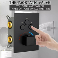 Pommeau de douche de pluie à montage au plafond de 12 pouces ensemble de système de douche à effet pluie dissimulé noir pour salle de bain thermostatique