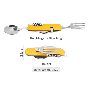 <span class=keywords><strong>Vaisselle</strong></span> <span class=keywords><strong>de</strong></span> camping en gros, idéale pour les pique-niques et les voyages, ensemble <span class=keywords><strong>de</strong></span> couverts pliables multifonction 4-en-1 portable - Product Image 3