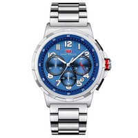 Jam Tangan Pria MINI FOCUS MF0492G Bisnis Quartz, Kronograf, Original, Stainless Steel, Tahan Air, Dilengkapi Fitur Penunjuk Hari