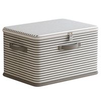 Boîte de rangement pour vêtements en tissu rayé à fermeture éclair grande capacité, en tissu Oxford avec rayures grises, style nordique, directement de l'usine
